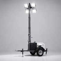 Tour d'éclairage mobile diesel à LED de conception américaine 4x320W IP65, réservoir 160L, mât 360°, monté sur remorque, pneus larges, pour l'exploitation minière et la construction, Ra95