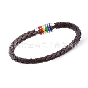 Leather Braided <b>Bracelet</b> 6Mm Single Layer Rainbow Magnetic Clasp Unisex Gift Jewelry Yiwu Origin - Product Image 5