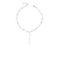 Exquisito Collar de Perlas de Imitación Chapado en Oro con Cadena de Eslabones Satélite, Joyería Minimalista de Alta Gama Personalizada para Damas a la Moda