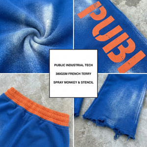 Pantalones de chándal OEM Streetwear vintage personalizados con serigrafía, efecto desgastado, lavado ácido, acampanados, holgados, de doble cintura para hombre - Product Image 2