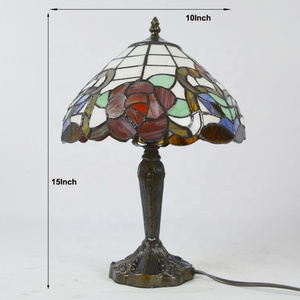 LongHuiJing 10 Inch Mediterranean Cone Stained Glass LED Lamp AC Simple Eco-Friendly Flexible Warm White Table <b>Light</b> Living - Product Image 3