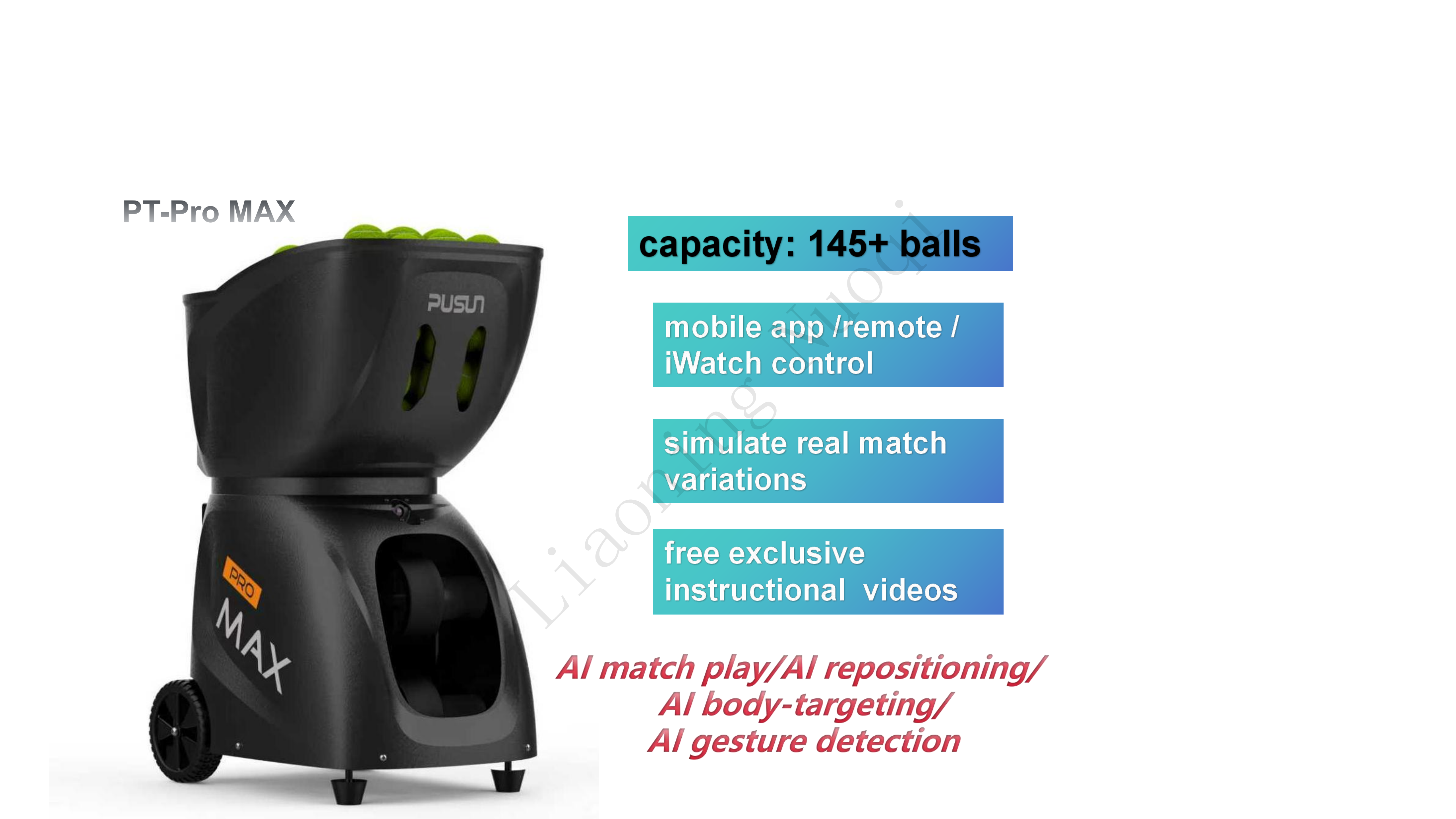 Hot Sale PUSUN PT-Pro MAX Professional AI Tennis Pickleball Machine High Speed Tennis Serve Training Robot