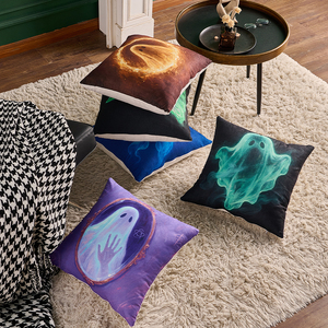 <span class=keywords><strong>Housse</strong></span> <span class=keywords><strong>de</strong></span> coussin carrée à imprimé numérique moderne, motif fantôme thème Halloween, sans rembourrage, pour canapé, usage domestique et hôtelier - Product Image 2