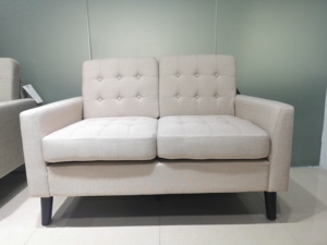 Hàng Tồn Kho Giải Phóng Mặt Hàng <span class=keywords><strong>Overstock</strong></span> Đồ Nội Thất Mỹ Bọc Hai Chỗ Ngồi Tufted Màu Be Linen Vải Loveseat Cổ Sofa - Product Image 2