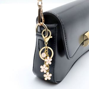 Initial Keychain Pink Flower Charms for Key Cute Letter Keyring for Handbag Backpack - Product Image 3