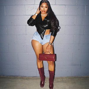 2025 à la mode livraison directe Usa taille en <span class=keywords><strong>cuir</strong></span> Pu femmes manteaux haut court Cool fille vestes élégant décontracté en <span class=keywords><strong>cuir</strong></span> PU vin <span class=keywords><strong>rouge</strong></span> revers - Product Image 6
