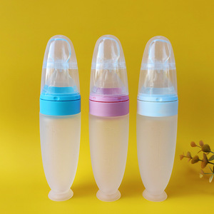 Bouteille de céréales de riz à ventouse de 90 ml, bouteille de céréales de riz en silicone de qualité alimentaire pour bébé, alimentation par pression avec cuillère souple - Product Image 4