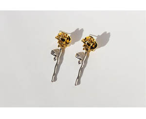 Fashion Trendy 18K <b>Gold</b> Plated <b>Rose</b> Flower Earrings Luxury Natural Earrings for Women Party Gift - Product Image 3