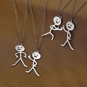 Acero inoxidable lindo dibujos animados <span class=keywords><strong>Stickman</strong></span> colgante moda joyería de moda para hombres mujeres y niños especias personalidad - Product Image 3