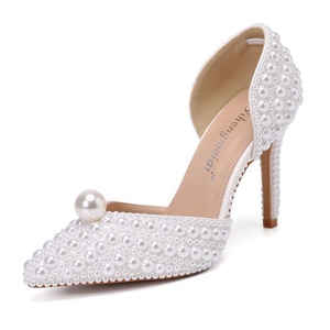 Sandales à Talons Aiguilles de 8 cm Ornées de Perles Bout <span class=keywords><strong>Fermé</strong></span> pour Mariage, Soirée, Robe, avec Bride Cheville pour Femme - Product Image 5