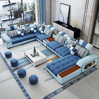 Sofá Moderno de Lujo a Precio Económico, con Cojines de Plumón, Muebles para el Hogar, Sala de Estar, Marco de Madera Gris, Sofá Seccional en Forma de L de 5 Plazas y Conjunto de Sillones Reclinables