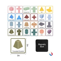 Cartes flash magnétiques d'apprentissage de la géométrie 3"x3", 13 formes 3D et 11 maquettes de formes solides pour l'école et la maison