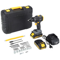 Perceuse électrique sans balais, perceuse à percussion, batterie au lithium rechargeable 18-21V, deux vitesses réglables, réversible, multifonction