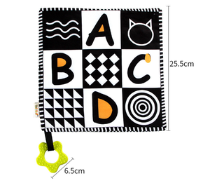 Miroir pour tout-petit à fixer, couverture de livre en tissu feutré pour bébé, rectangulaire, à contraste élevé, éducatif précoce Montessori, pour voyage et salle de bain - Product Image 2