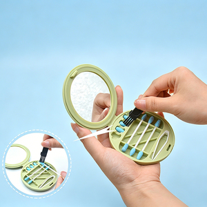 Ensemble de coton-tiges en silicone multifonctionnel portable avec miroir, coton-tiges en silicone réutilisables pour le maquillage et le nettoyage - Product Image 6