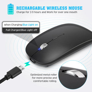 เมาส์ไร้สายแบบปรับแต่งได้ 2.4G รุ่น Dual <span class=keywords><strong>Model</strong></span> ชาร์จซ้ำได้ ตัวเรือนโลหะ พร้อมลูกกลิ้ง สำหรับใช้งานกับแท็บเล็ต แล็ปท็อป โทรศัพท์ เงียบไร้เสียง - Product Image 2