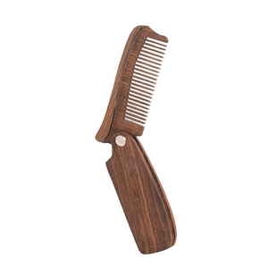 Peine Plegable para Barba de <span class=keywords><strong>Madera</strong></span> Oscura para Hombre, Peine de Aseo de <span class=keywords><strong>Madera</strong></span> Natural con Bisagra de Metal, Antiestático para Barba y Cabello - Product Image 5