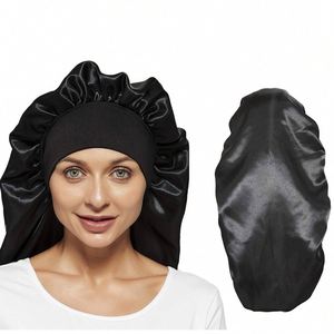 Gorro de Dormir Largo y Elástico de Satén Sedoso para Cabello Rizado, Gorro Grande para Trenzas - Product Image 1