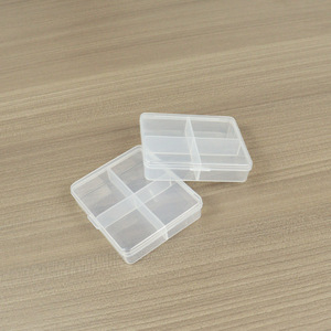 Transparent Plastic <b>Storage</b> <b>Box</b> 4 Compartment Rectangle PP Jewelry Electronics Parts Organizer <b>Small</b> Size Yiwu Origin - Product Image 4