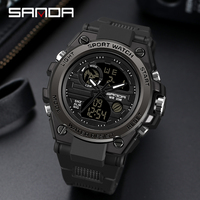 Reloj de Pulsera Sanda 739 para Hombre, Marca Original de Moda, Relojes de Cuarzo Resistentes al Agua, Relojes Digitales LED con Doble Pantalla