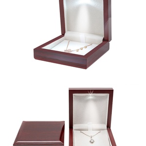 Wholesale Customized Embossed Logo MeiMan Brand Model JH155 Mahogany Wooden Rectangle Jewelry Packaging <b>Box</b> <b>LED</b> <b>Light</b> Square - Product Image 5