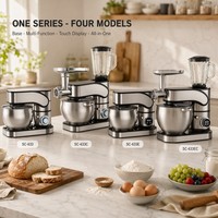 Batteur sur socle de grande capacité 10L, 2000W, pour la maison et les cuisines commerciales, avec crochet pétrisseur, fouet, écran tactile LED, 12 vitesses