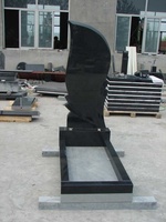 Pierre tombale verticale en granit noir, design européen en marbre, faite à la main, couleur et taille personnalisées, pierre sculptée à 100 % à la main pour cimetière