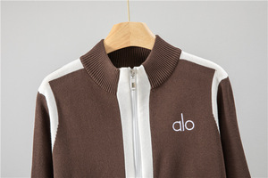 Set da Donna Y2K Moda Primavera Autunno, Produzione Professionale Diretta, Top Lavorato a Maglia con Cerniera <span class=keywords><strong>e</strong></span> Ricami, Stile Casual Sportivo - Product Image 2