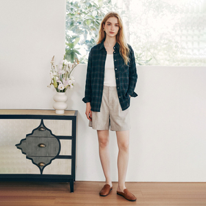 Chemise élégante à <span class=keywords><strong>carreaux</strong></span> vintage, haut féminin à manches longues entièrement boutonné - Product Image 3