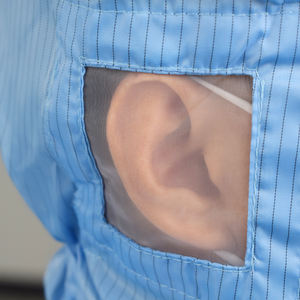 ملابس عمل قطعة واحدة خالية من الغبار لغرف الأبحاث مقاومة للساكنة ، وزرة مقنعين مخططة للإلكترونيات ورش عمل غرف الأبحاث ملابس <span class=keywords><strong>Esd</strong></span> - Product Image 5