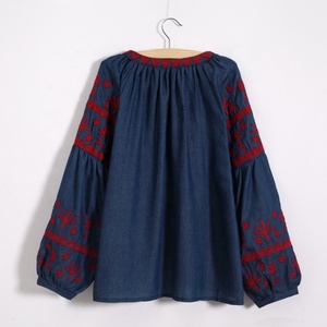 Blusas <span class=keywords><strong>de</strong></span> Algodón con Bordado <span class=keywords><strong>de</strong></span> <span class=keywords><strong>Flores</strong></span> Estilo Bohemio para Mujer - Product Image 4