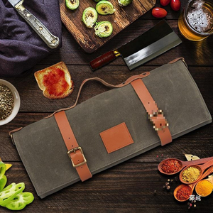 Sac de rangement pour couteaux de cuisine en toile cirée anti-rayures, sac de chef pliable, grande capacité, kit de chef portable pour cuisine occidentale - Product Image 3