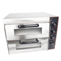 Four à pizza professionnel commercial à double couche en acier inoxydable pour boulangerie, cuisson électrique du pain et du pizza