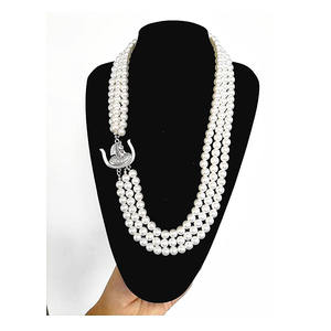 Gargantilla Declaración 3 capas perla con cuentas Strand negro Social Hija De ISIS DOI collares joyería de mujer griega - Product Image 5