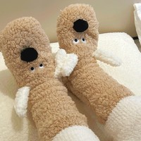 Chaussettes d'hiver extra-épaisses à imprimé dessin animé, longues jusqu'au genou, pour regarder des séries en toute tranquillité, chauffe-pieds ultimes pour femmes, doublure en peluche, confortables et épaisses