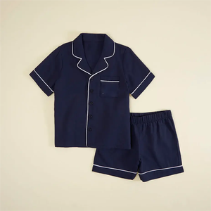 Wholesale Western Style Children <strong>Boys</strong> <strong>Clothing</strong> Sets Short Sleeve Shirt Tops &amp; Shorts Suits Pajama Set Twill Pajamas Short Set - Product Image 4