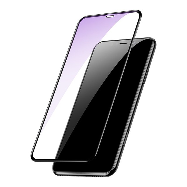 2Pcs 0.3mm Full Coverage Anti Blue Ray Tempered Glass Screen Protector Front Type for iPhone 11 Pro Max 6.5 Inch Mobile Phone