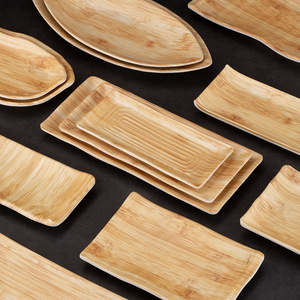 จานเมลามีนลายไม้ทรงสี่เหลี่ยมสำหรับโรงแรม งานเลี้ยงอาหาร และเสิร์ฟอาหาร - Product Image 1