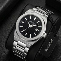 Montre à quartz pour homme en acier inoxydable, étanche et lumineuse, style décontracté et professionnel, vente en gros en vrac de l'usine Besseron