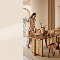 Table à manger de style japonais rétro et simple avec ensemble de table et chaises en rotin entièrement en bois couleur noyer