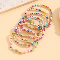 Ensemble de bracelets et joncs empilables en perles de verre style bohème en forme de cœur pour femme, bijoux cadeau d'été pour la plage