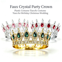 Couronne de fête en alliage plastique fantaisie avec faux cristaux, 7 couleurs au choix, pour anniversaire, Noël, mariage, décoration de fête