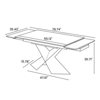 Table à manger extensible moderne de luxe en pierre frittée de 79 pouces, 6-8 places, pieds en métal robustes, facile à nettoyer, personnalisable