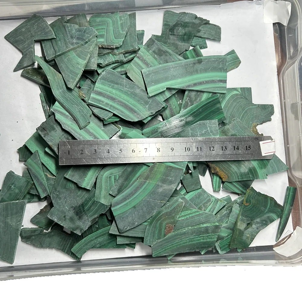 HQ Tấm Vật Liệu Malachite Tự Nhiên Không Đánh Bóng Phẳng Đôi Đá Quý Làm Bàn Thô Malachite