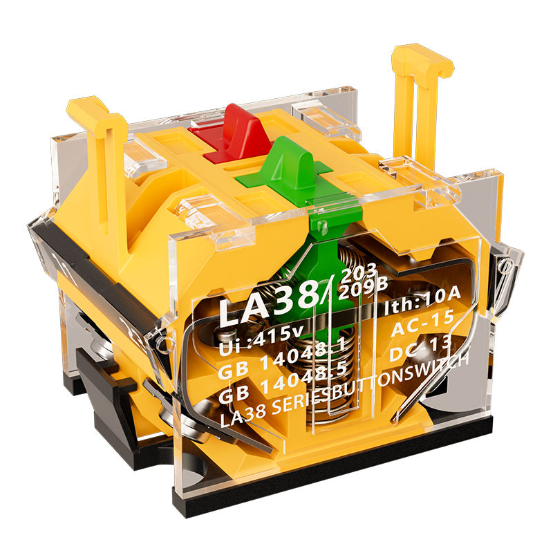 660VAC LA38-11BH Head Dual Head Mechanical Lighting Button 22mm 1NO1NC Brass IP40 Screw Terminal Full Illuminated Max Current