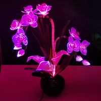 Fashion Dekorasi Rumah Gaya Jepang Serat Optik Bunga Buatan Anggrek Bulan LED RGB Cahaya ODM Dukungan Pabrik