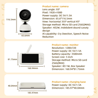 Cámara Inteligente de 5 Pulgadas, 1080P HD WiFi, Visión Nocturna, Cámara IP con Seguimiento IA, Monitor de Seguridad para Bebés, Monitor de Temperatura para Bebés con WiFi