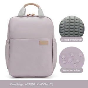 15" Large Waterproof Eco-Friendly Nylon Softback <b>Laptop</b> <b>Backpack</b> Business Arcuate Shoulder Strap Zipper Open Airbag Protection - Product Image 5