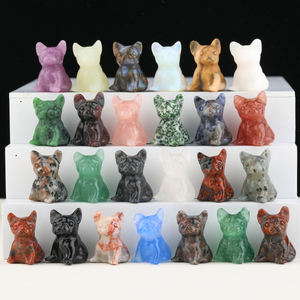 Mini Figurines de bouledogue français en cristal de Quartz, décoration de la maison, cadeau pour enfants - Product Image 1