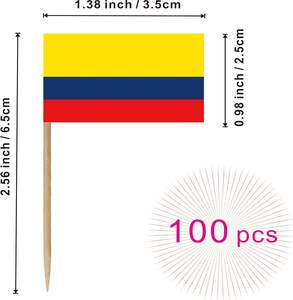 Ventas directas <span class=keywords><strong>de</strong></span> fábrica Bandera <span class=keywords><strong>de</strong></span> papel <span class=keywords><strong>de</strong></span> Colombia Pequeños mini palillos <span class=keywords><strong>de</strong></span> bandera colombiana para aperitivos <span class=keywords><strong>de</strong></span> fiesta Cupcakes - Product Image 2